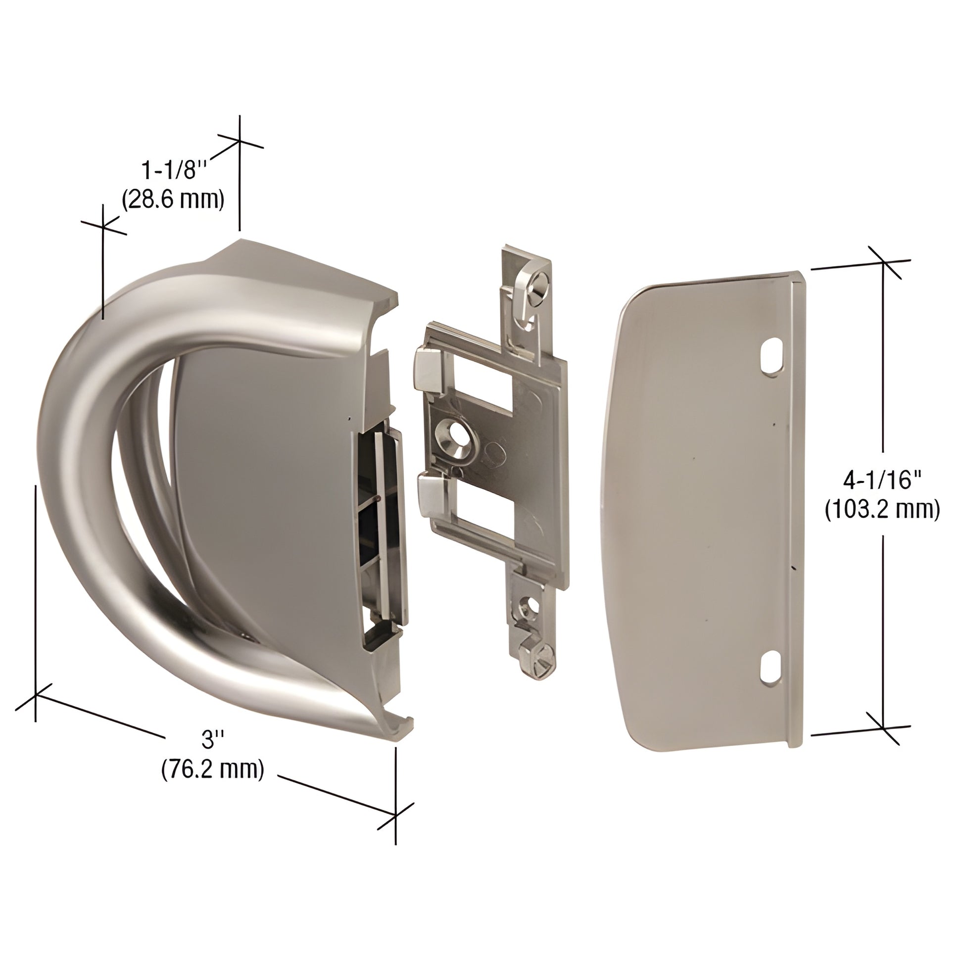 WH35415 diecast sash lock set in brushed nickel for U.S. Aluminum 8200 Series sliding windows