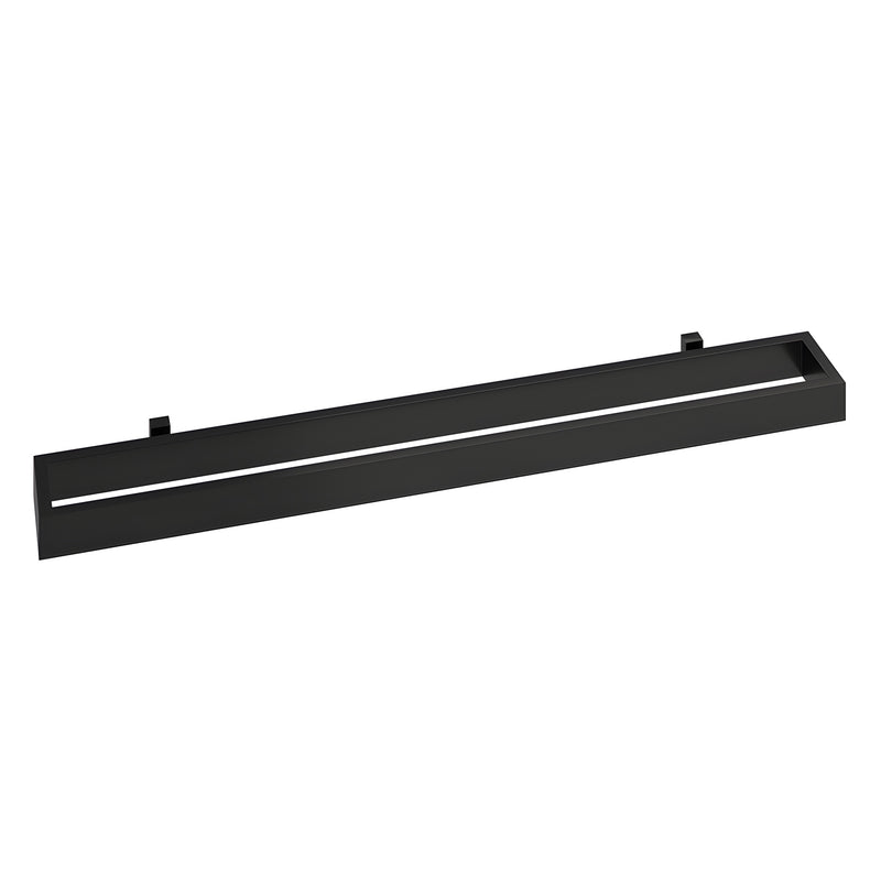 Matte black O-style tubular square-profile towel bar (HTB240MBL), minimal floating double-rail design.