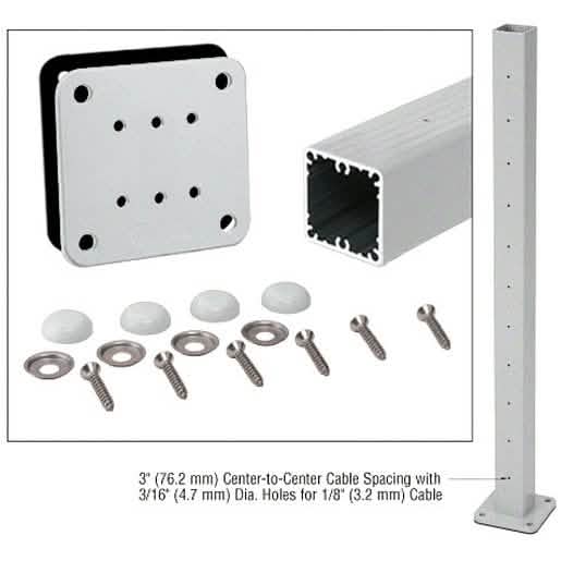 CRL Silver Metallic 42" Cable Center Post Kit for 200-400 Series Rails - Surface Mount