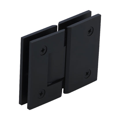 GEN1800RB Geneva glass-to-glass shower hinge, oil rubbed bronze brass finish, square profile, 180 self-centering.