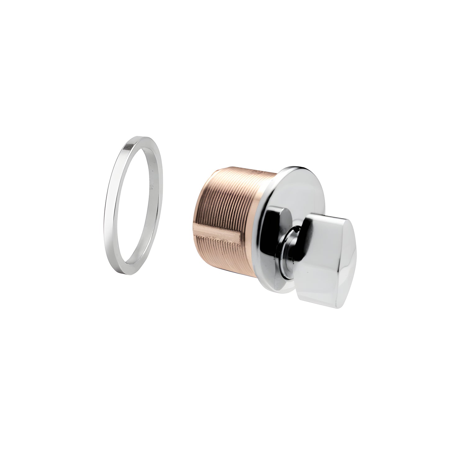 DRA20PS mortise thumbturn cylinder - solid brass 5-pin barrel with polished stainless steel thumbturn and trim ring.