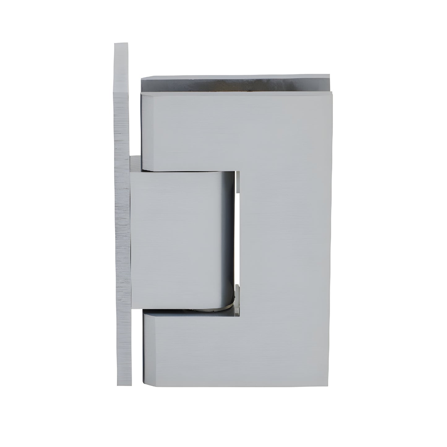 GEN344BSC adjustable brushed satin chrome brass shower door hinge, square edge, wall-mount.