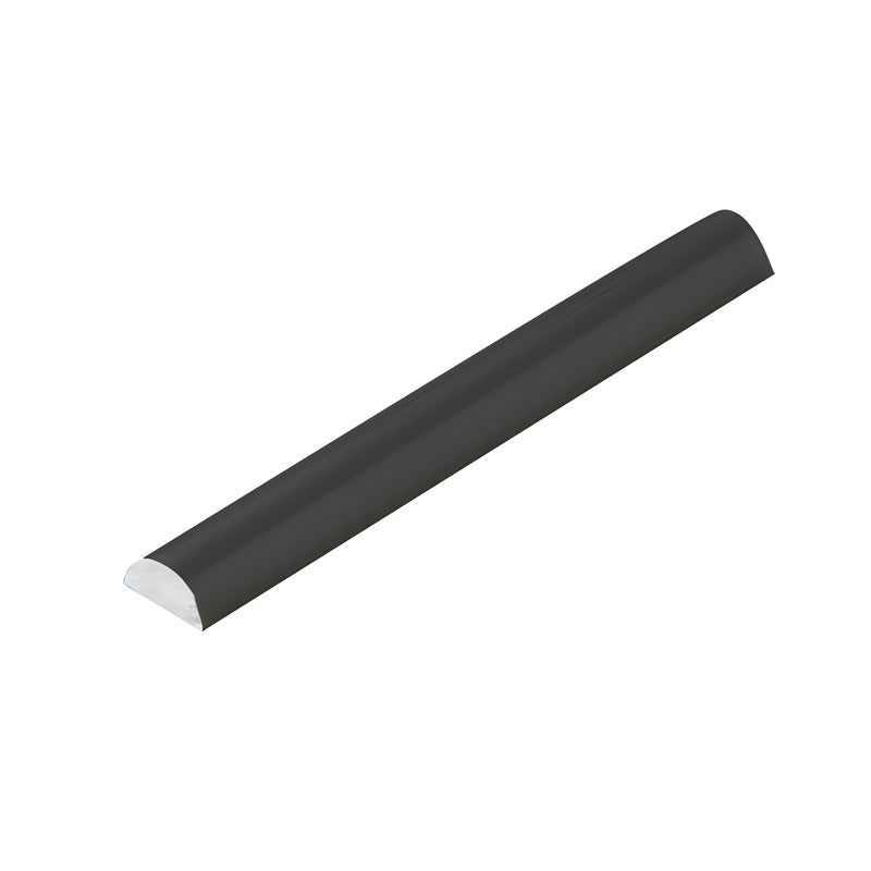Matte black half-round shower threshold, 78-3/4" long, 6mm high x 12mm wide (SKU WBMBL)