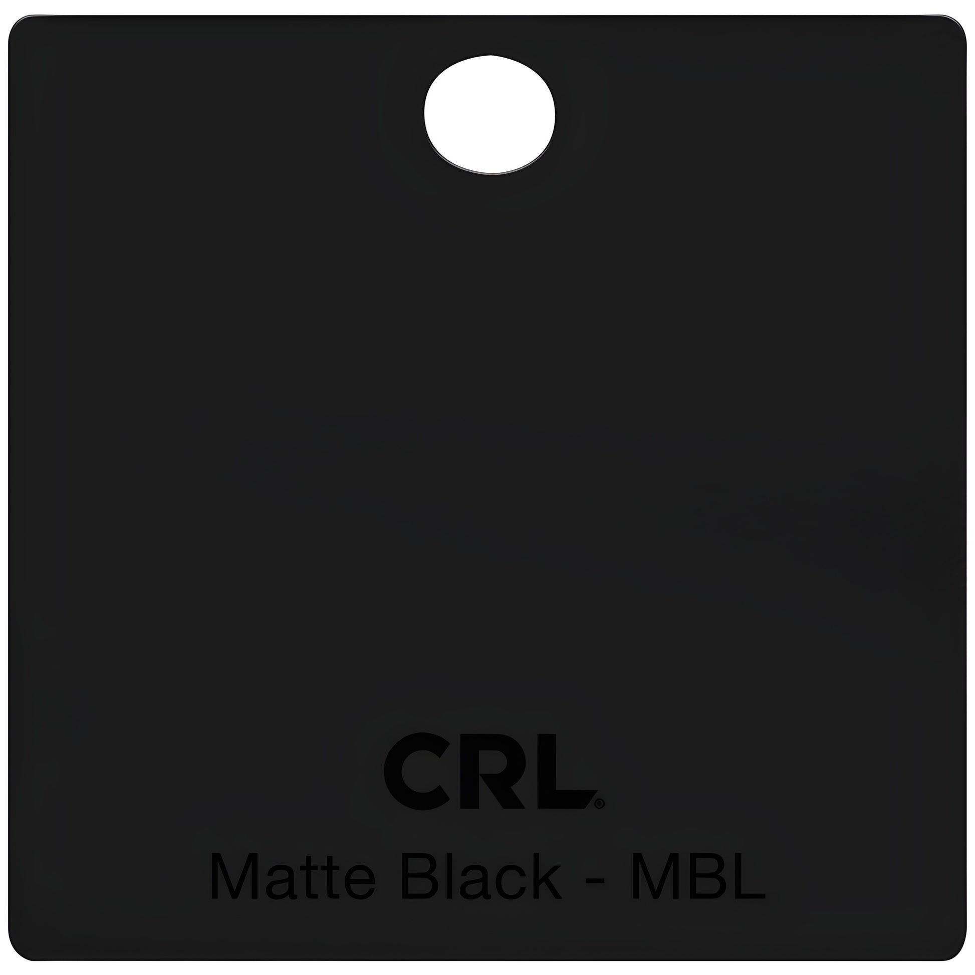 CRL CH2PMBL matte black brass shower door hinge finish chip - square sample with hole