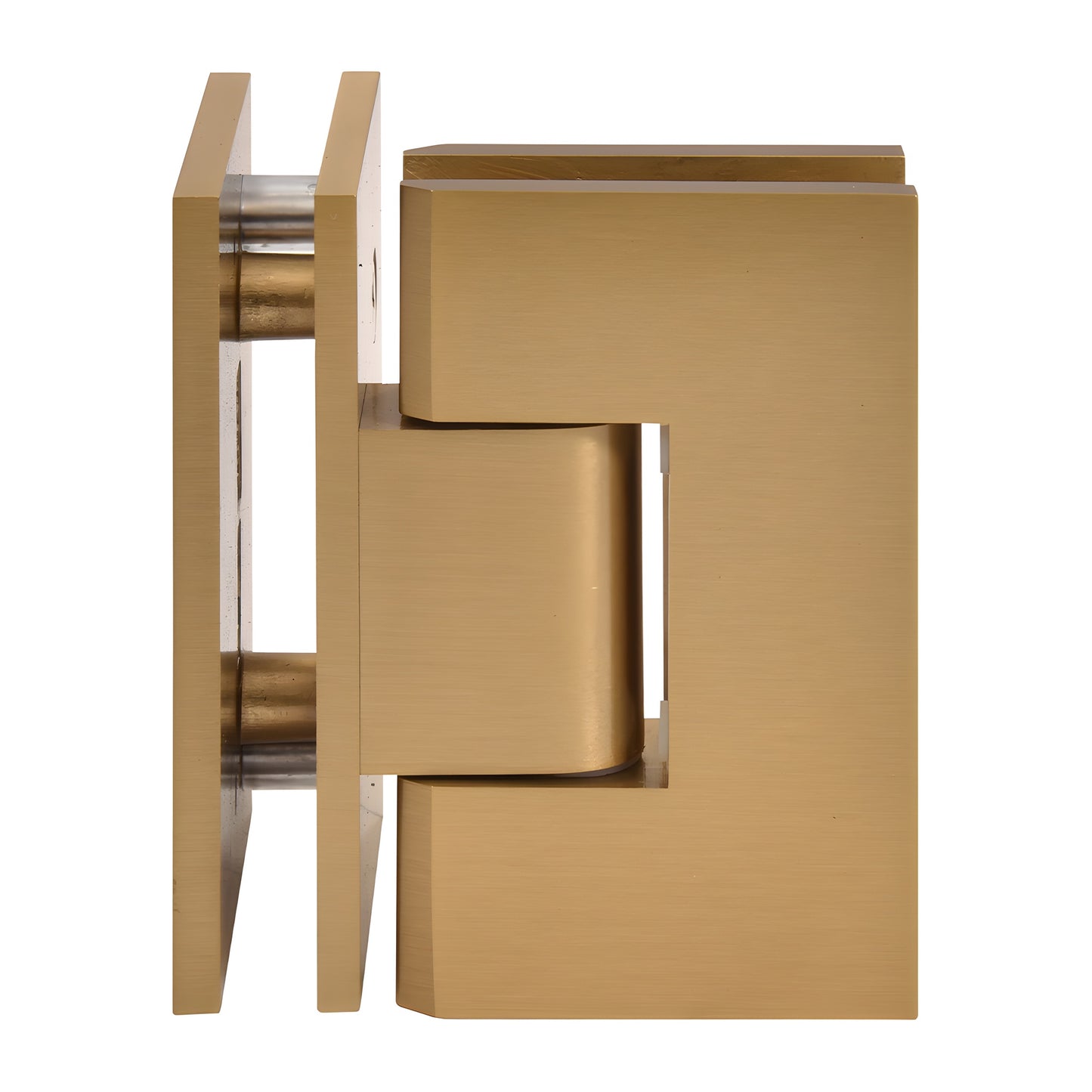 Vienna solid brass modern gold 90 glass-to-glass shower hinge, square profile (SKU V1E092MG)