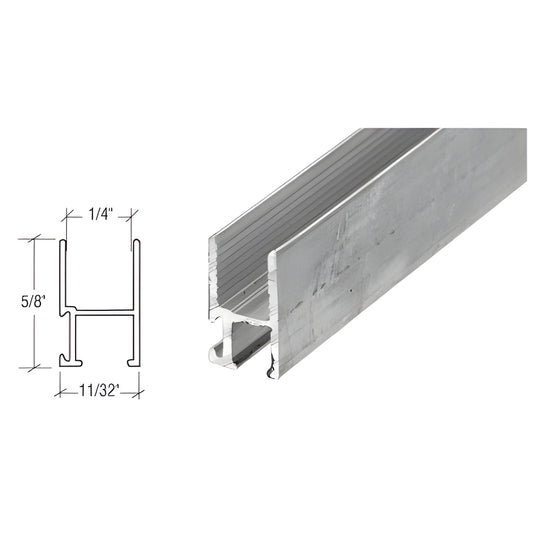 Mill-finish aluminum triple-track window frame (CRL PL14189), 72 in length, 5/8 in height, 1/4 in inside width.