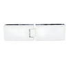 Polished chrome solid-brass 180 glass-to-glass frameless shower hinge, beveled rectangular design (SKU GRA180CH)