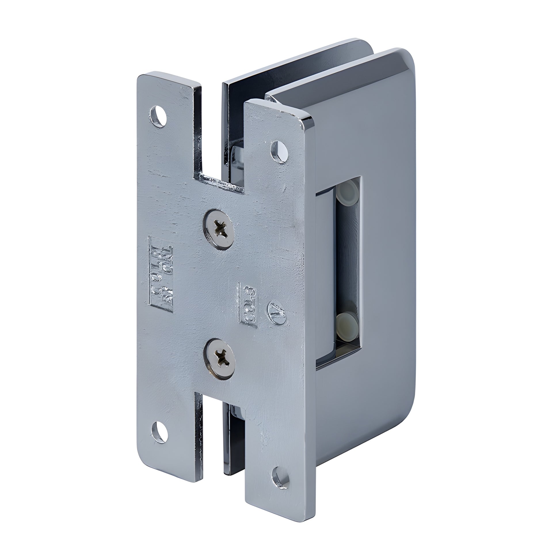 Polished chrome adjustable brass shower door hinge (Cologne Series) - wall mount, fits 10-12mm glass, SKU C0L337CH