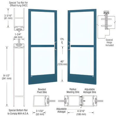 CRL-U.S. Aluminum 72x84 Pair Narrow Stile Entrance Door Kynar