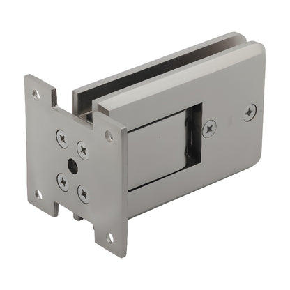 ATL01BN Atlas brushed-nickel all-glass hinge, adjustable self-centering brass for 8-12mm tempered glass