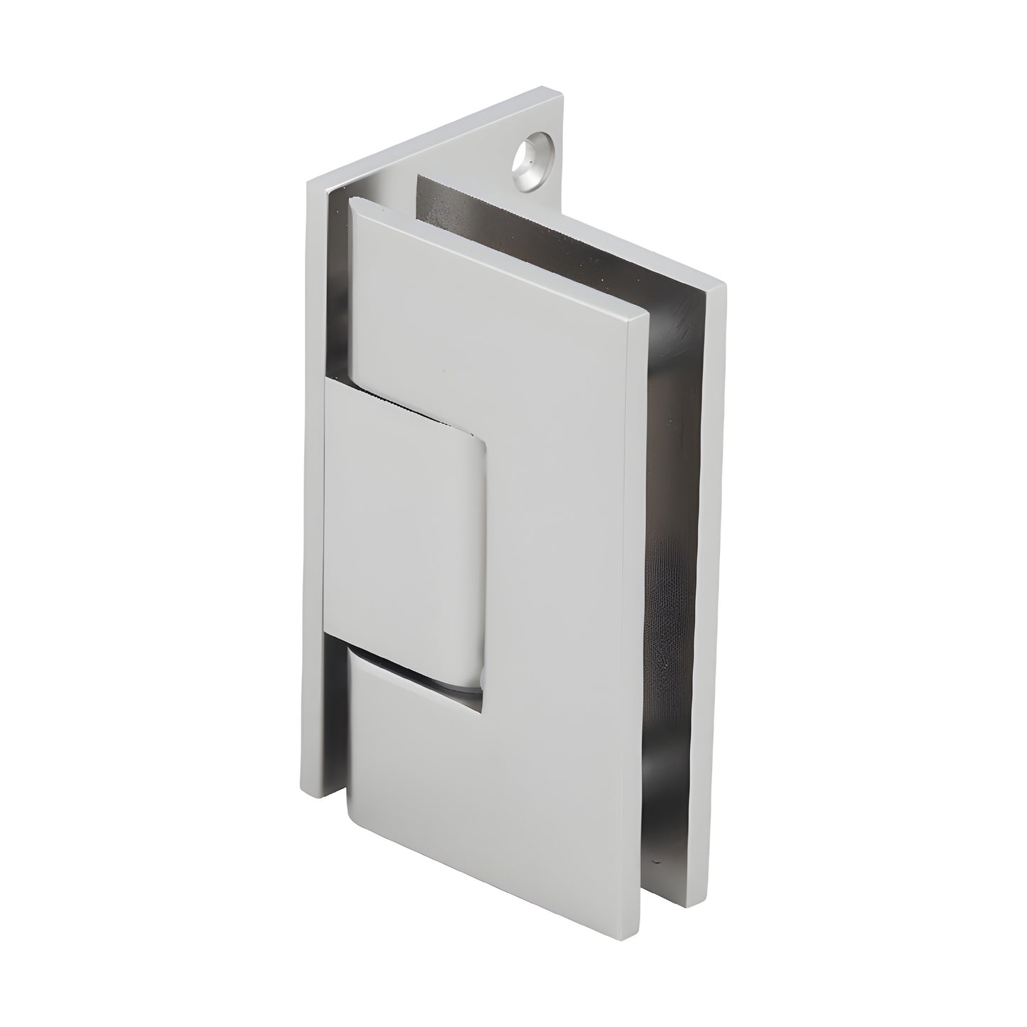 Satin nickel Geneva wall-mount shower hinge, solid brass offset back plate for 8-12mm glass (GEN044SN)