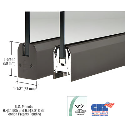 CRL Oil Rubbed Bronze 1/2 in Tapered Glass Door Rail - Custom Length