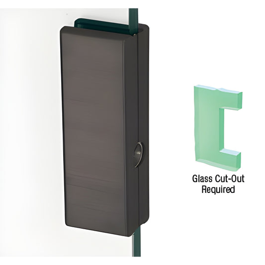 Black bronze anodized low-profile glass keeper for 1/2 in (12 mm) tempered glass, DTK36DU