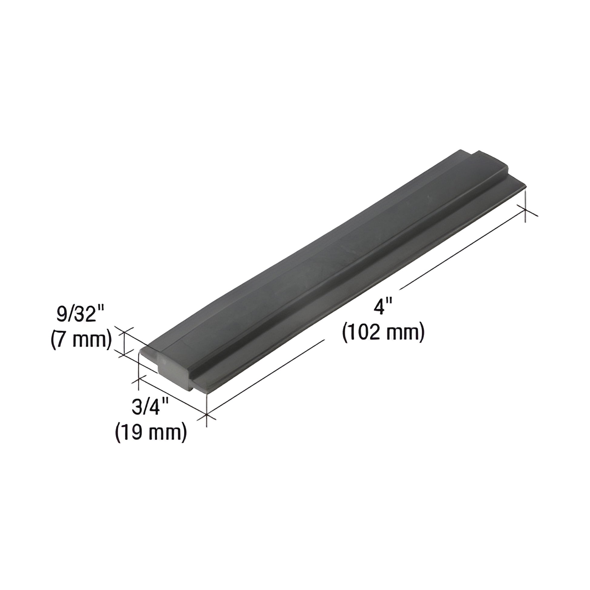 SB220 black extruded aluminum glazing stop, 4 in 3/4 in (102 19 mm), for 1/4 in (6 mm) glass, 100 per pack