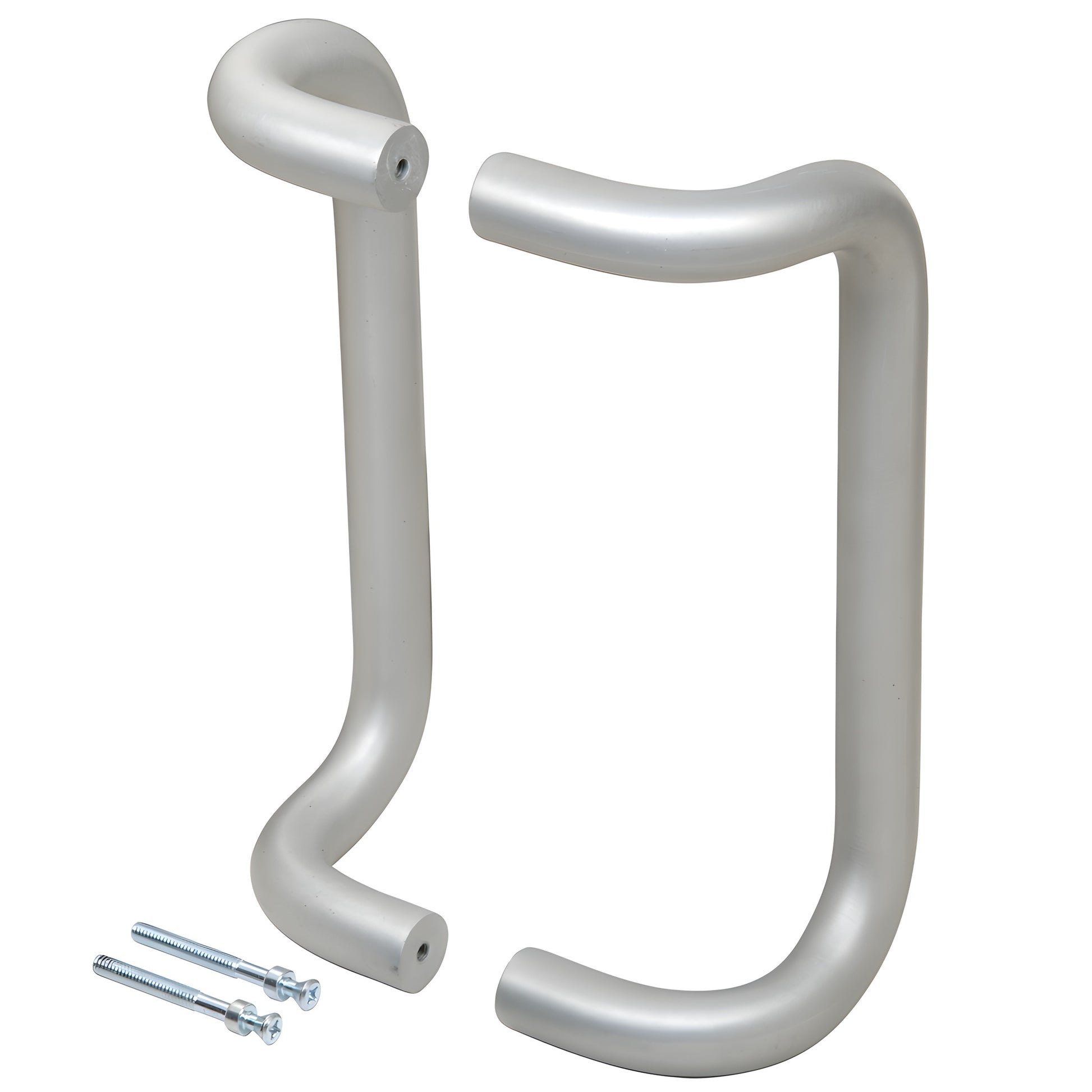 Pair of 1" aluminum offset back-to-back door pulls with screws, satin anodized finish - SKU 2952PRA.