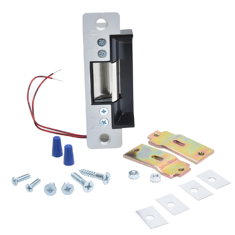 Adams Rite 7100 electric strike (SKU DH01211), aluminum finish with wiring and mounting hardware.