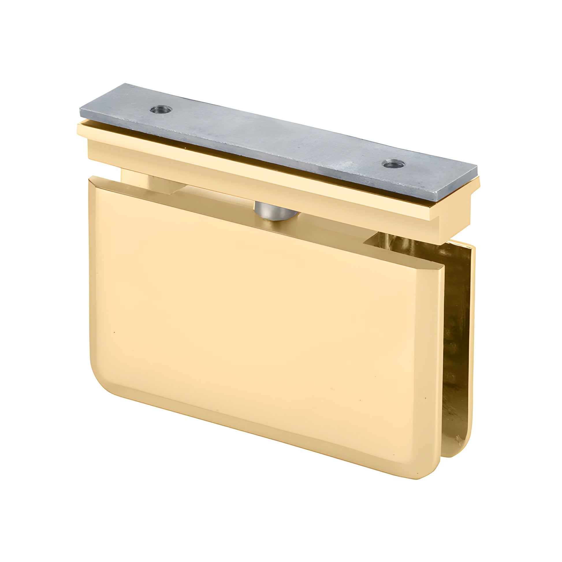 PPH06SB satin brass beveled pivot hinge for 8-10mm frameless shower glass, top-mount, solid brass.