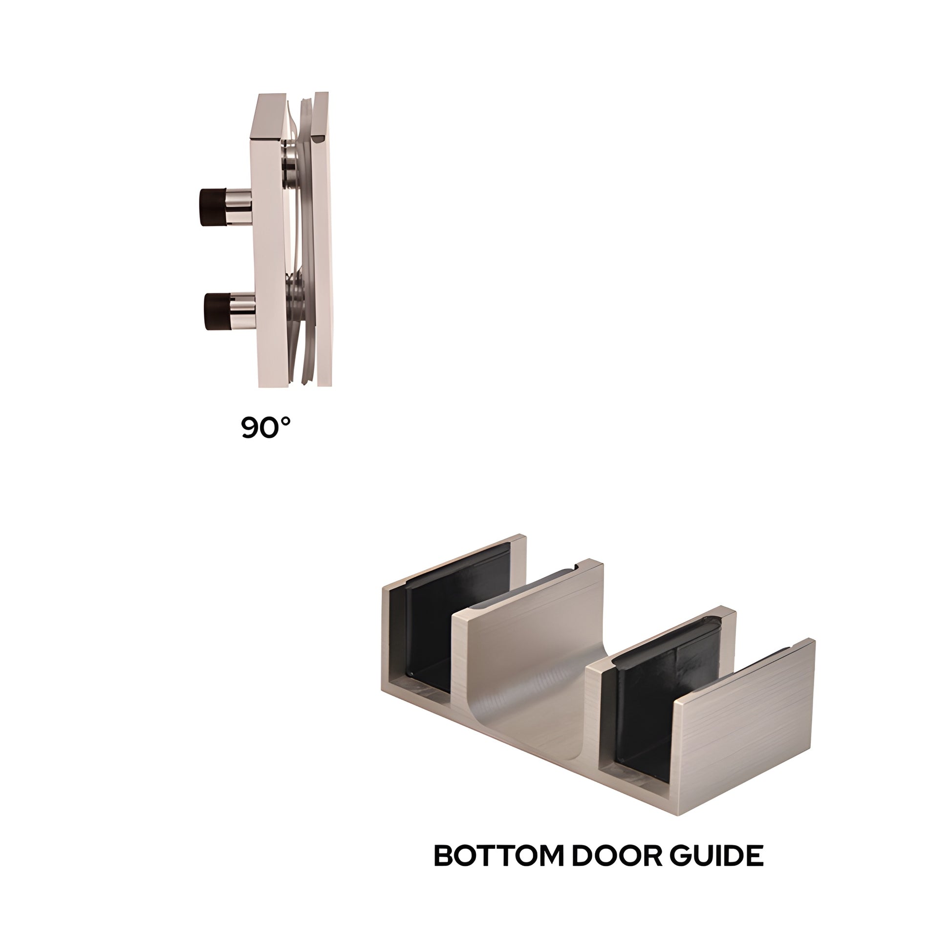 Brixen BRXACCKBS brushed stainless steel 90deg accessory kit and bottom guide for Brixen sliding shower door