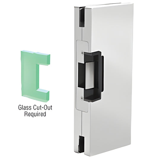 Satin anodized glass keeper DLER410SC, right-hand 4 10 center lock for 1/2" tempered glass.