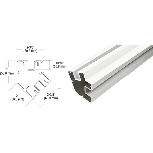 SP548W Sky White aluminum windscreen post, 48 in length, 2-3/8 in profile, with CAD cross-section.