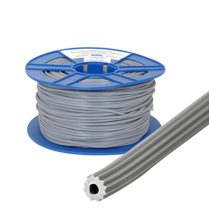 Gray hollow-core vinyl serrated screen spline (0.175 in) on blue 500' spool - CRL SKU 5C175