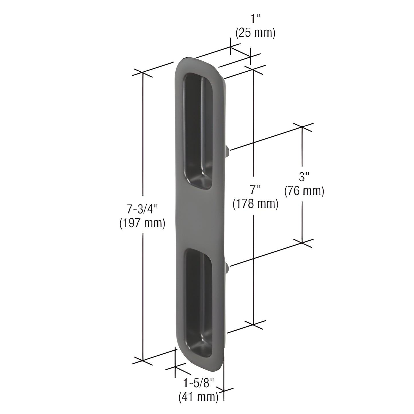 Black diecast flush-mount outside pull, aluminum, 7-3/4 in long for Series 950 dual-glazed doors - SKU C1087.