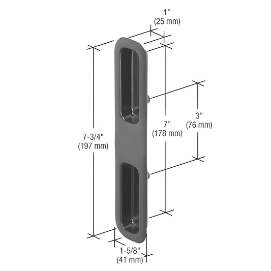 Black diecast flush-mount outside pull, aluminum, 7-3/4 in long for Series 950 dual-glazed doors - SKU C1087.