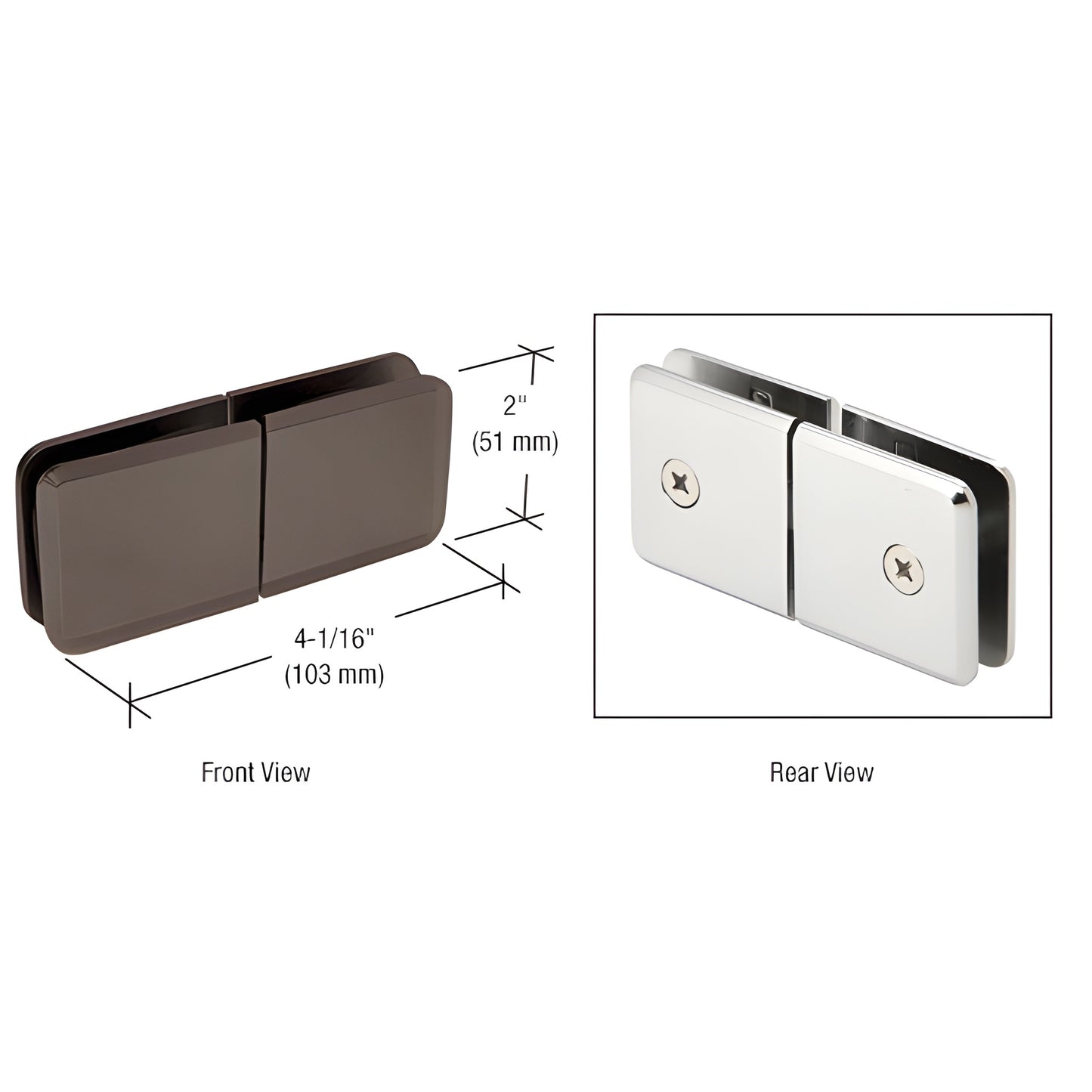 BGC1880RB oil-rubbed bronze beveled 180 glass-to-glass transom clamp, solid brass, 4-1/16" 2"