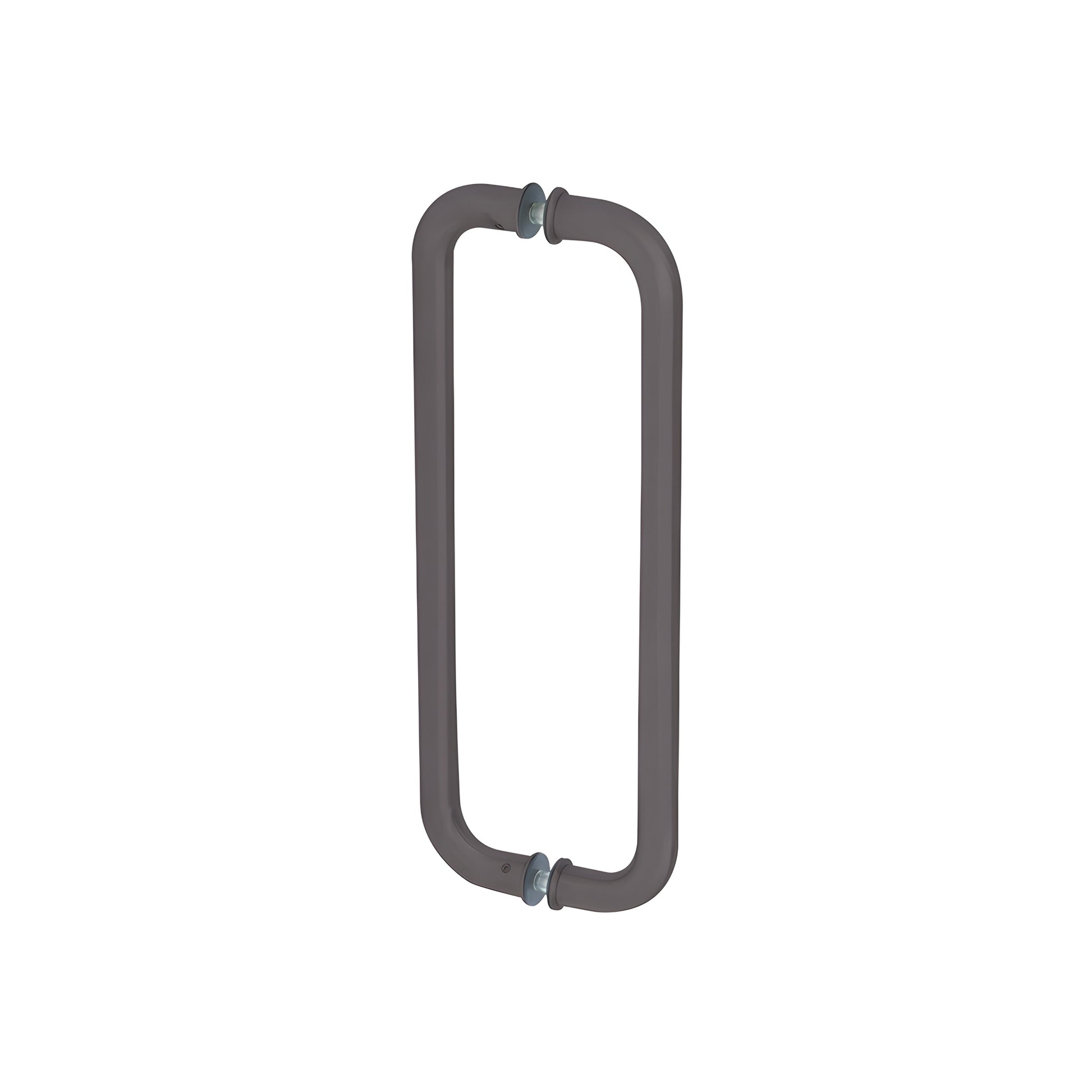 Black bronze anodized back-to-back glass pull handle, 1" dia, 12" center-to-center, for 3/8-3/4" glass