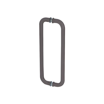 Black bronze anodized back-to-back glass pull handle, 1" dia, 12" center-to-center, for 3/8-3/4" glass