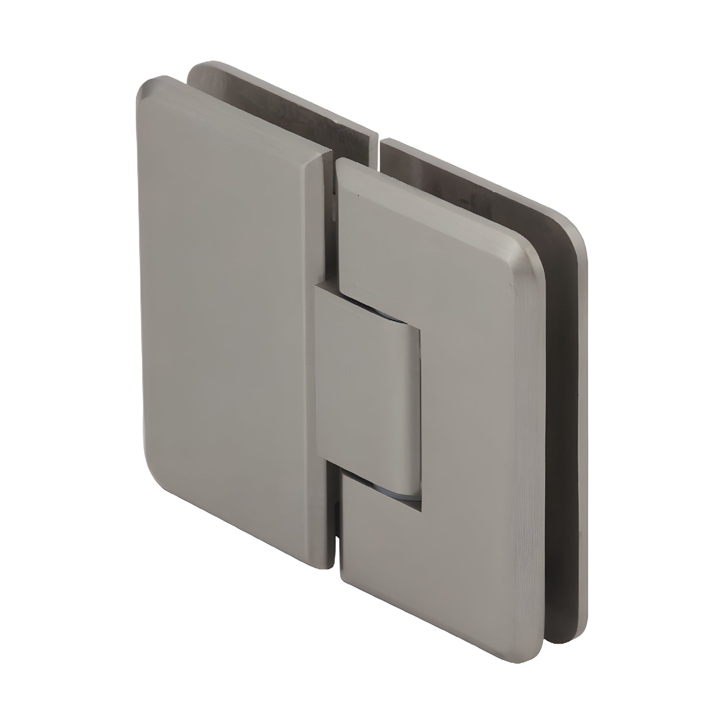 PLY180BN Plymouth brushed-nickel 180 glass-to-glass brass shower door hinge, self-centering, for 10-12mm glass