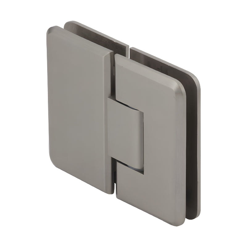 PLY180BN Plymouth brushed-nickel 180 glass-to-glass brass shower door hinge, self-centering, for 10-12mm glass