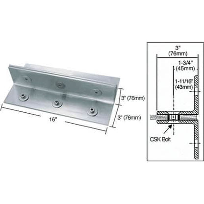 CRL 316 Brushed Stainless 16\" Fin Shoe for 3/4\" Glass - Durable, Stylish Fitting