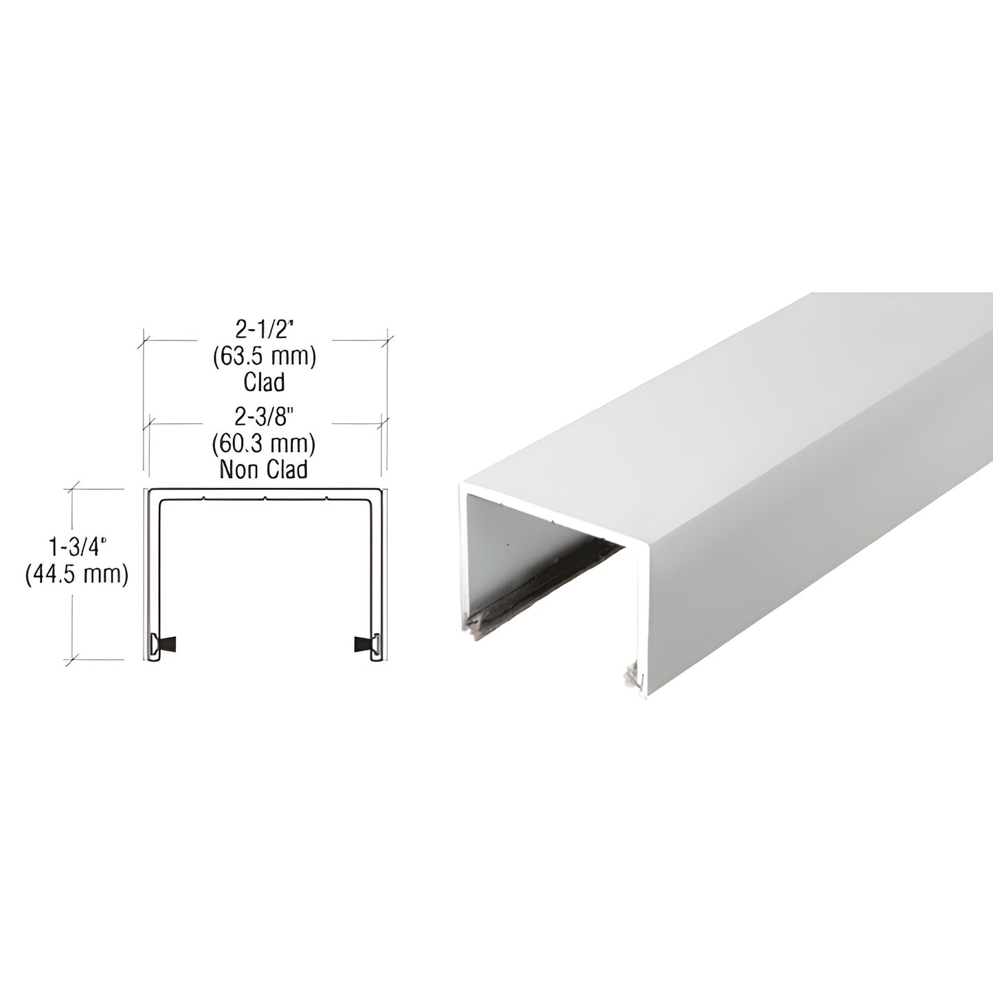 CRL SD1TTSA satin anodized aluminum top track for bottom-rolling sliding doors, 120" length, 1-3/4" height.