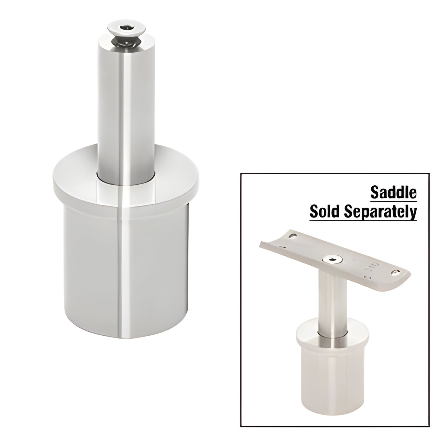 P7VFPS polished 316 stainless adjustable post cap for 1.5" Schedule 40 posts - vertical stem adjusts up to 3/4".