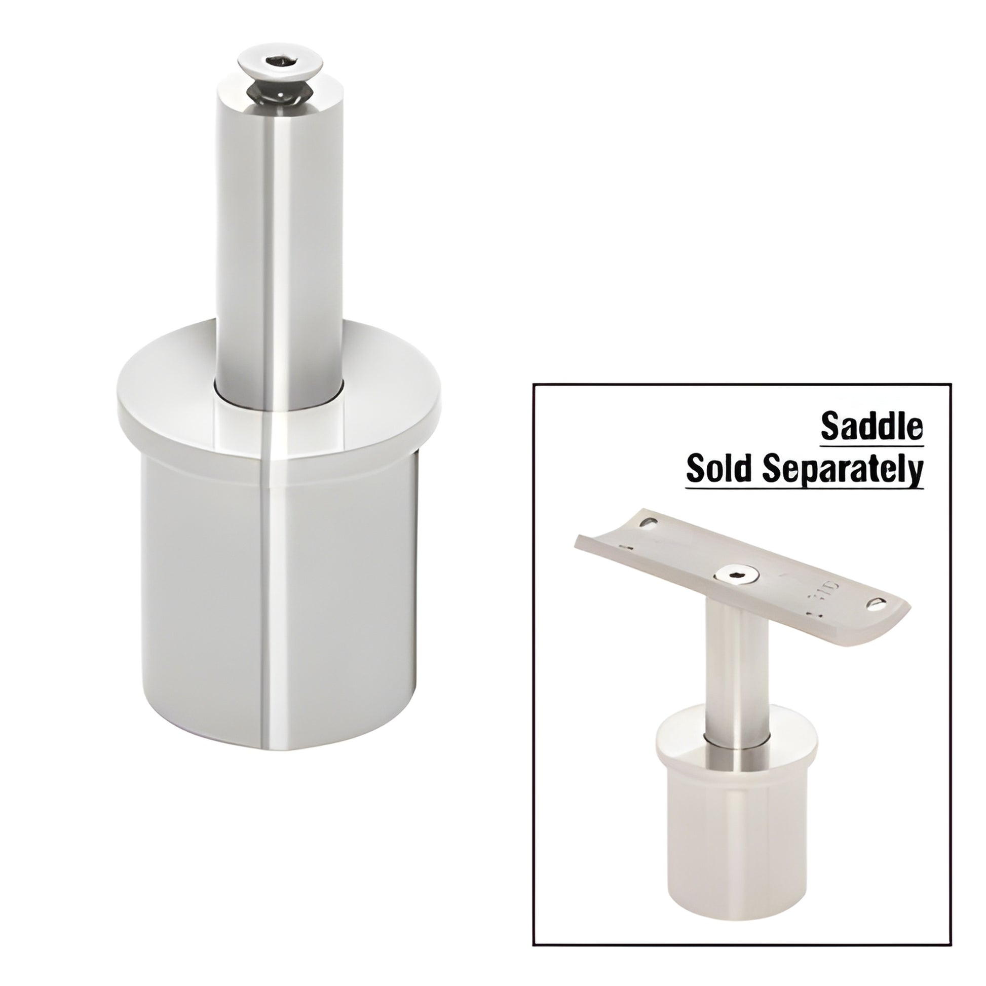 P7VFPS polished 316 stainless adjustable post cap for 1.5" Schedule 40 posts - vertical stem adjusts up to 3/4".