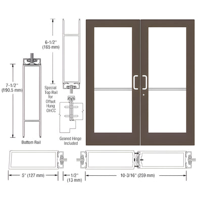 CRL-U.S. 550 Black Anodized Geared Hinge Pair for Overhead Closers