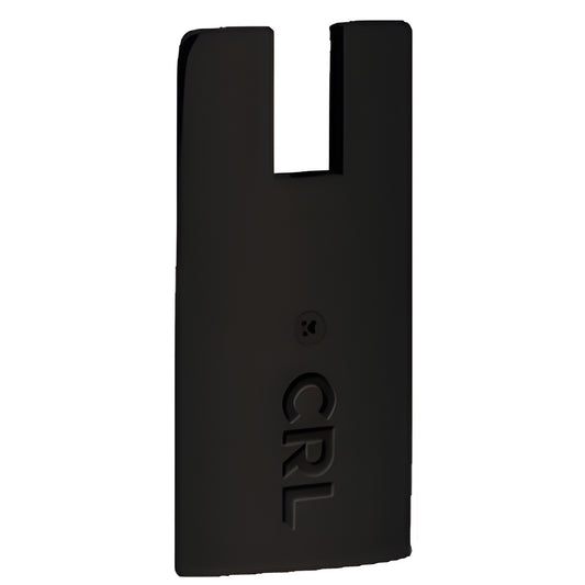 Matte black aluminum end cap for 4-inch square Wedge-Lock door rail, model DREC4SMBL; fits 3/8-1/2-inch glass.