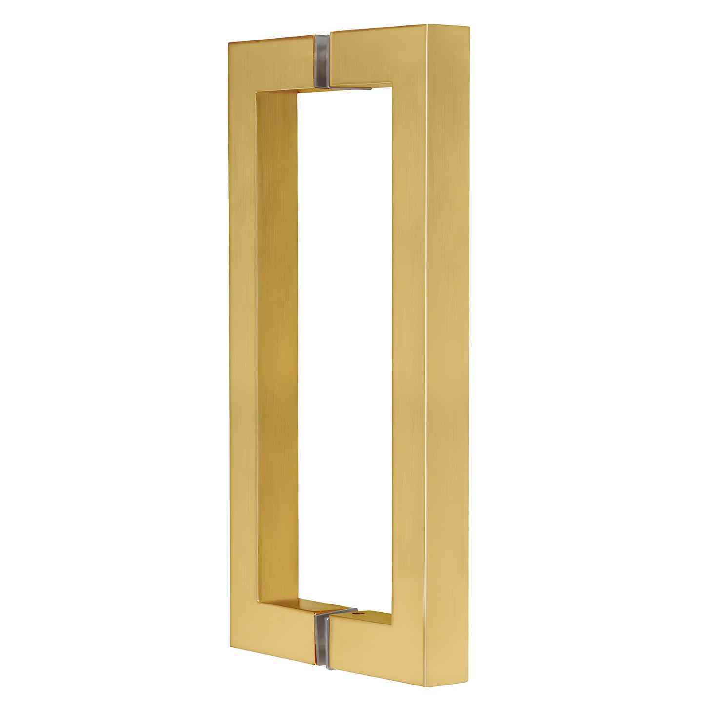 SQ Series square-corner brass pull handle in modern gold, 8" center-to-center back-to-back mount - SKU SQ8X8MG.