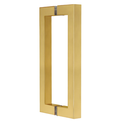 SQ Series square-corner brass pull handle in modern gold, 8" center-to-center back-to-back mount - SKU SQ8X8MG.