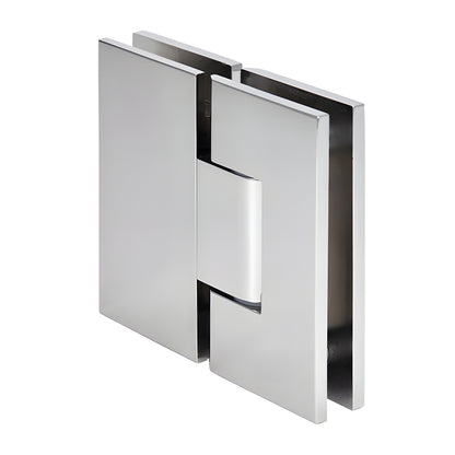 Polished nickel square glass-to-glass adjustable shower hinge (Vienna series), brass pivot, SKU V1E380PN