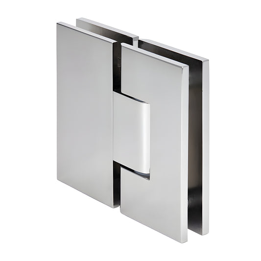 Polished nickel square glass-to-glass adjustable shower hinge (Vienna series), brass pivot, SKU V1E380PN
