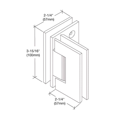 Vienna square-profile glass-to-glass shower hinge in vintage brass, SKU V1E092VBR