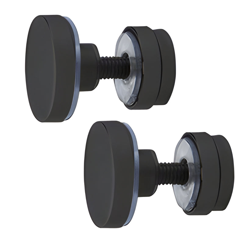 Matte black round through-glass shower door pulls (pair) - Serenity Series SERFP2MBL
