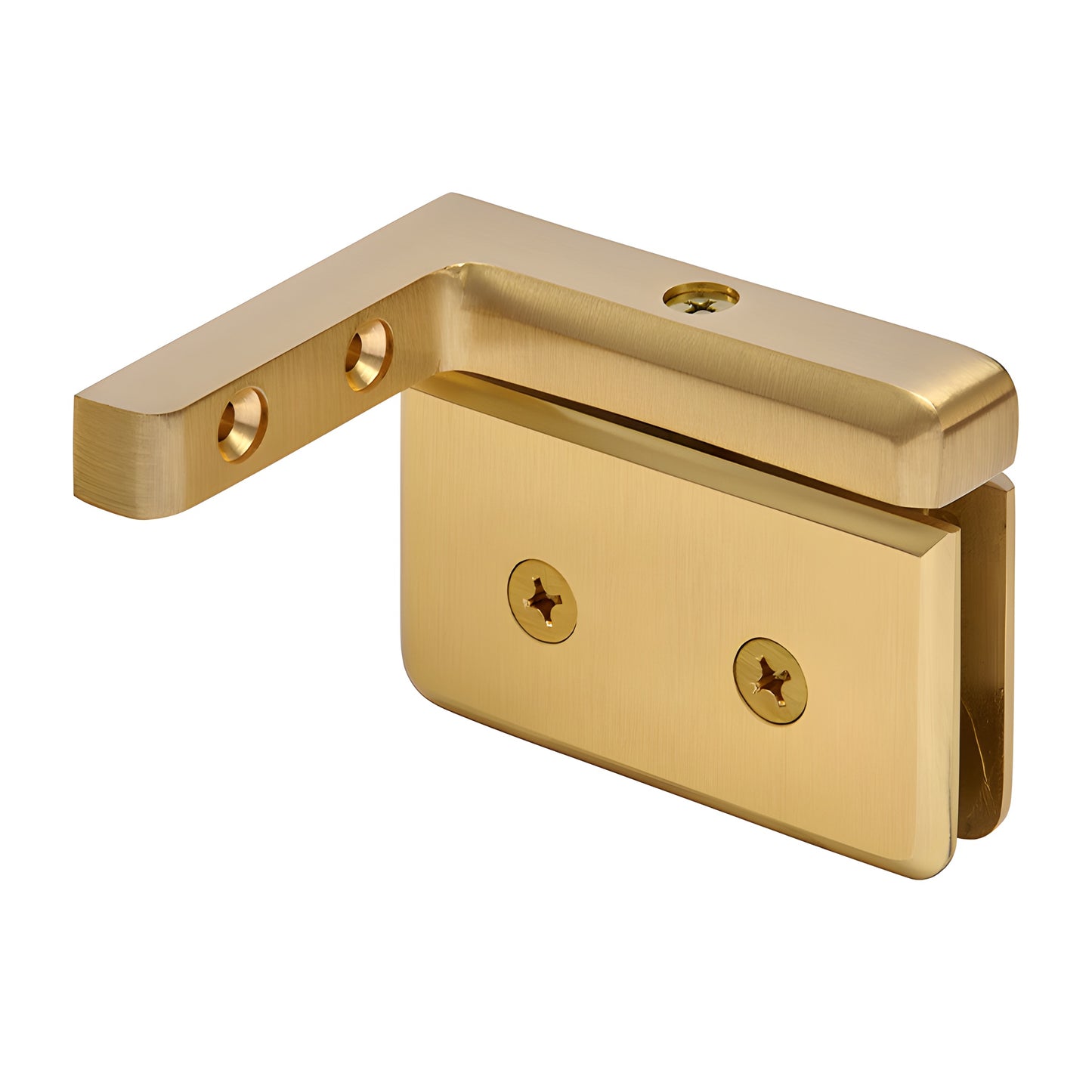 PPH05RSB satin brass beveled pivot hinge, right-hand wall-mount for 8-10mm tempered glass shower door