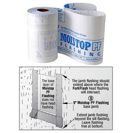 CRL 9" Fortifiber Moistop PF® Flashing roll for superior weatherproofing and durability.