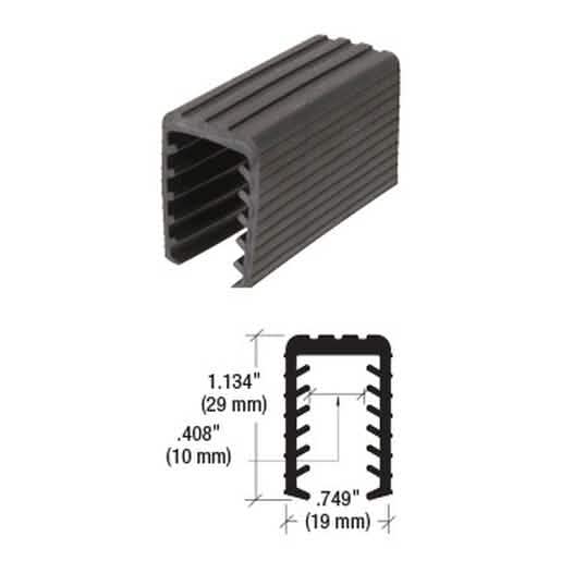 CRL Black Flexible U-Channel Cap Rail Rubber - 100' Roll, 9/16" Width for Secure Fit.