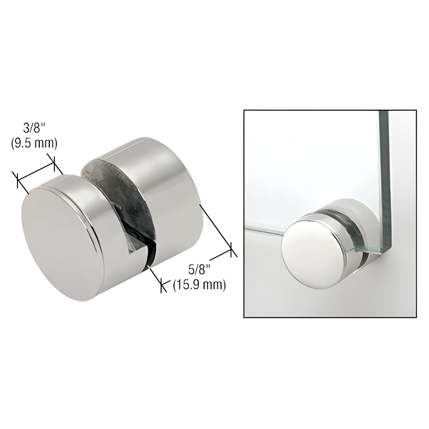AEG114BS adjustable edge grip, brushed 316 stainless steel clamp for 6-12mm glass panels, 11 4" diameter.
