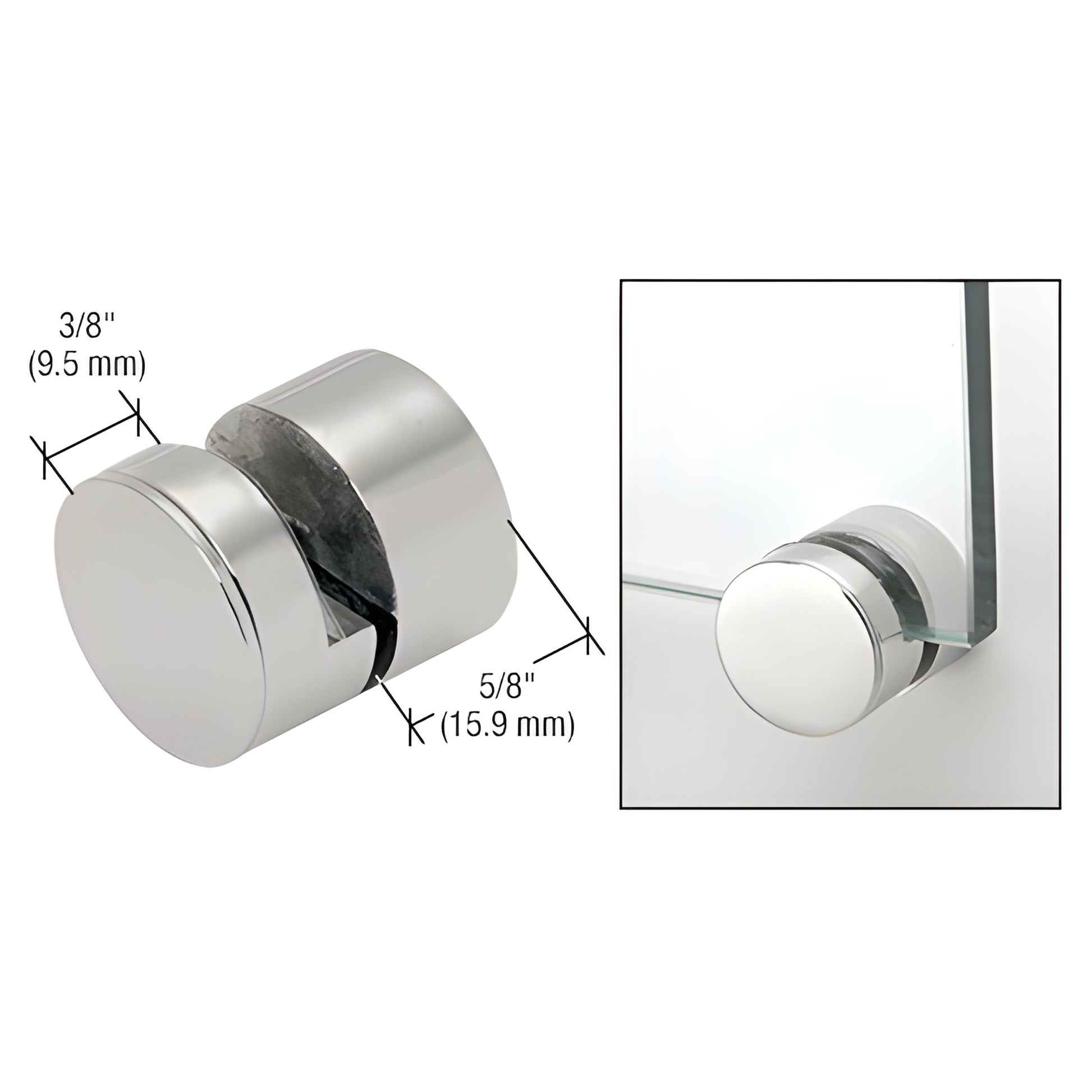AEG114BS adjustable edge grip, brushed 316 stainless steel clamp for 6-12mm glass panels, 11 4" diameter.