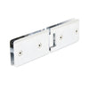 Polished chrome solid-brass 180 glass-to-glass frameless shower hinge, beveled rectangular design (SKU GRA180CH)